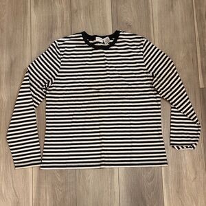 Isaac Mizrahi Black and White Striped Tee